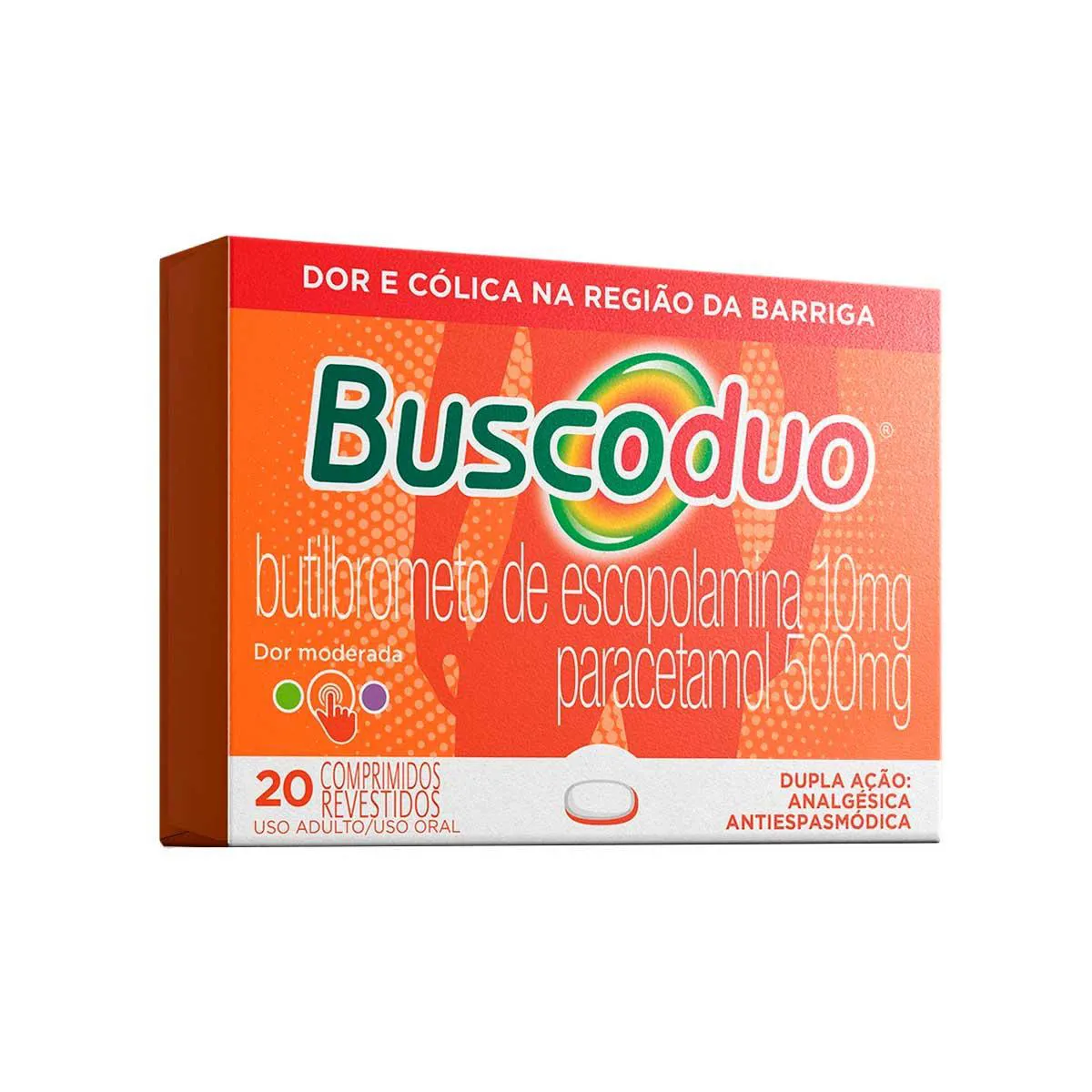 Buscoduo Paracetamol 500mg + Butilbrometo de Escopolamina 10mg 20 comprimidos