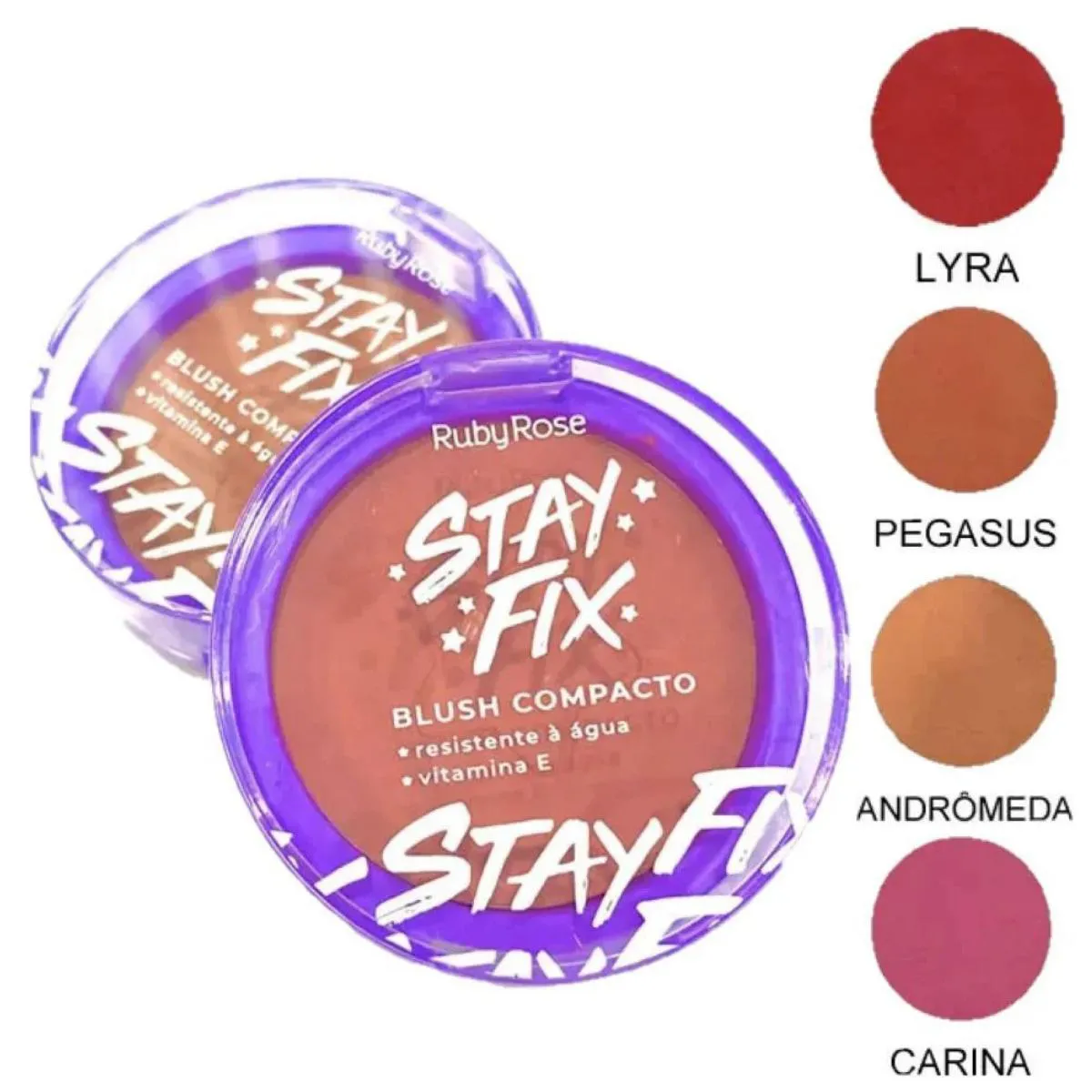 BLUSH COMPACTO STAY FIX RUBY ROSE MAQUIAGEM ROSTO  - PEGASUS