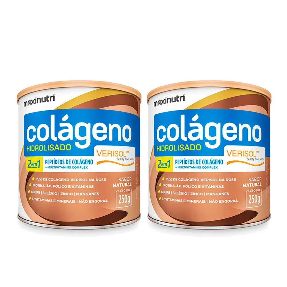 KIT 2 COLáGENO HIDROLISADO VERISOL NATURAL 250G MAXINUTRI