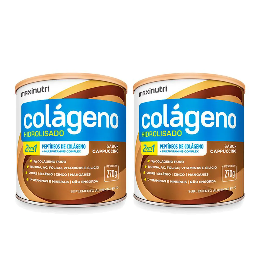 KIT 2 COLáGENO HIDROLISADO CAPPUCCINO LATA 250G MAXINUTRI