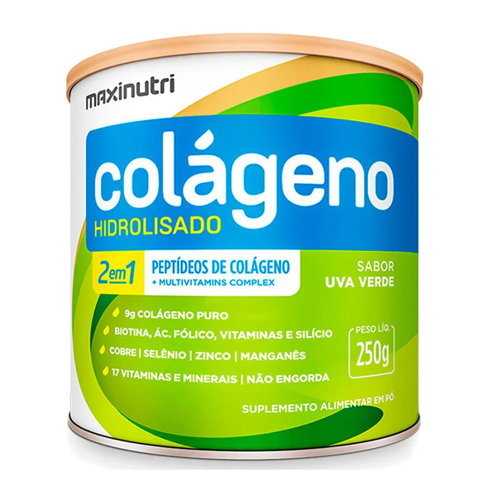 COLAGENO HIDROLISADO SABOR UVA VERDE LATA 250G MAXINUTRI