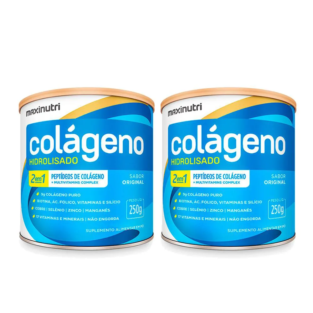 KIT 2 COLáGENO HIDROLISADO SABOR ORIGINAL LATA 250G MAXINUTRI