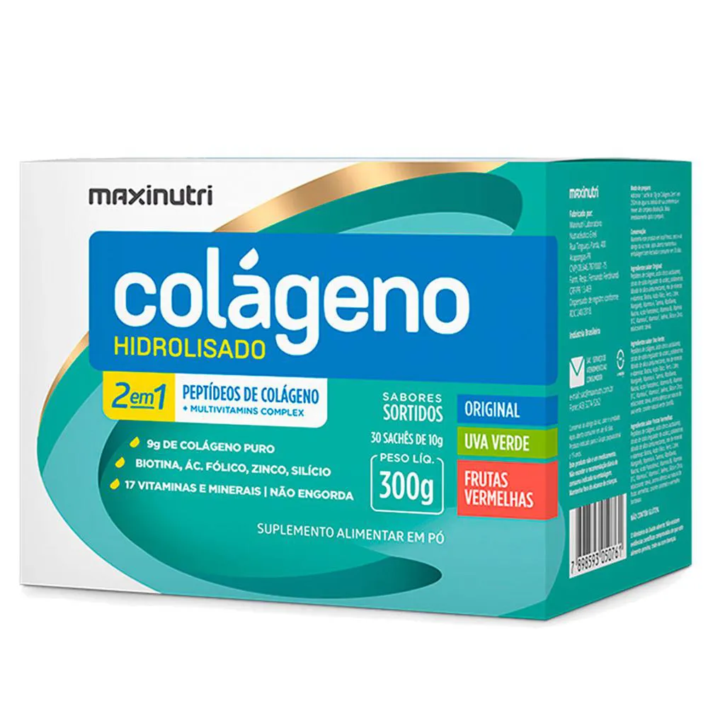 COLAGENO HIDROLISADO SABORES SORTIDOS 30 SACHêS MAXINUTRI