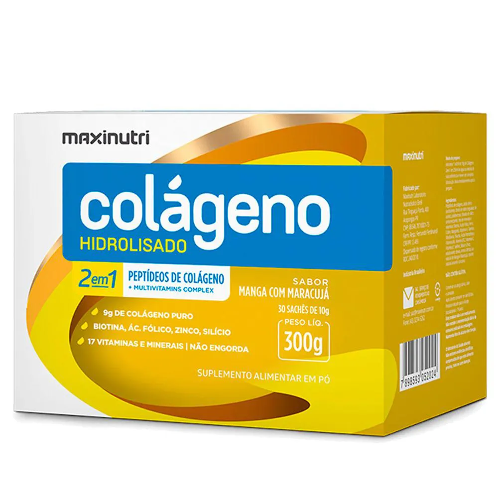 COLAGENO HIDROLISADO 30 SACHêS MANGA COM MARACUJá MAXINUTRI
