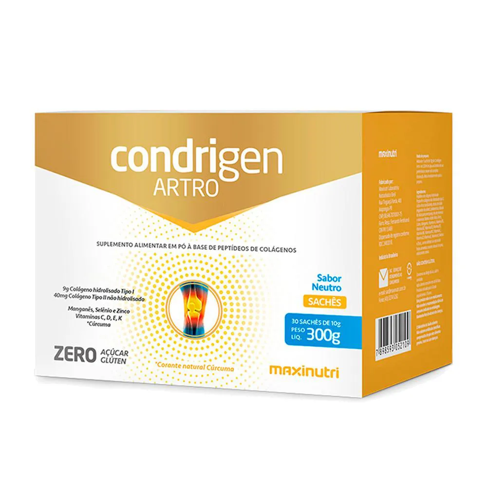 CONDRIGEN ARTRO COLáGENO TIPO 1 E 2 SACHêS SABOR NEUTRO MAXINUTRI