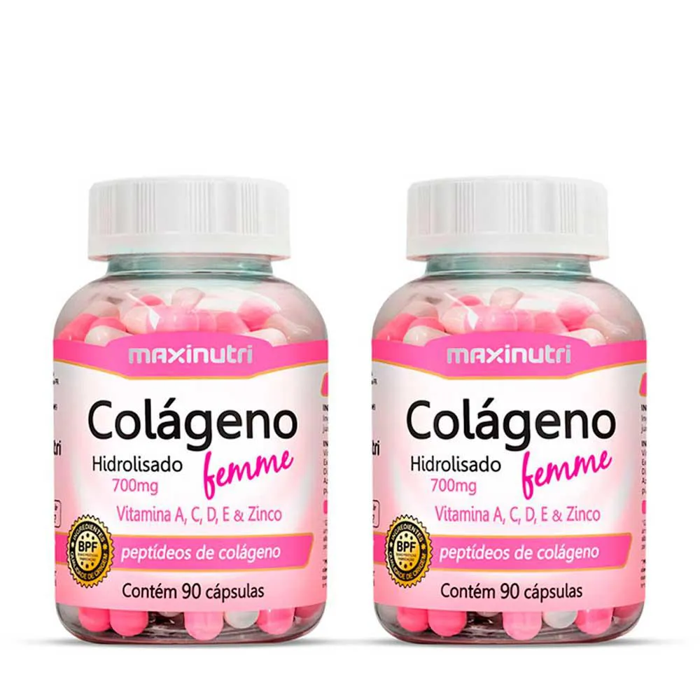 KIT 2 COLáGENO FEMME VITAMINAS + ZINCO 90 CáPSULAS MAXINUTRI