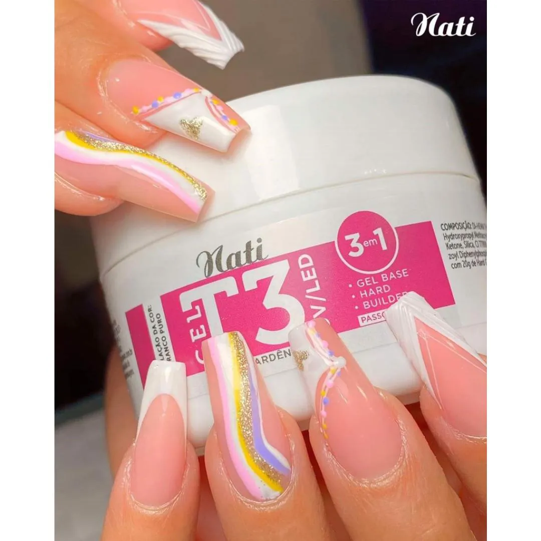 GEL T3 UV/LED 3 EM 1 - NATI PROFISSIONAL Clear