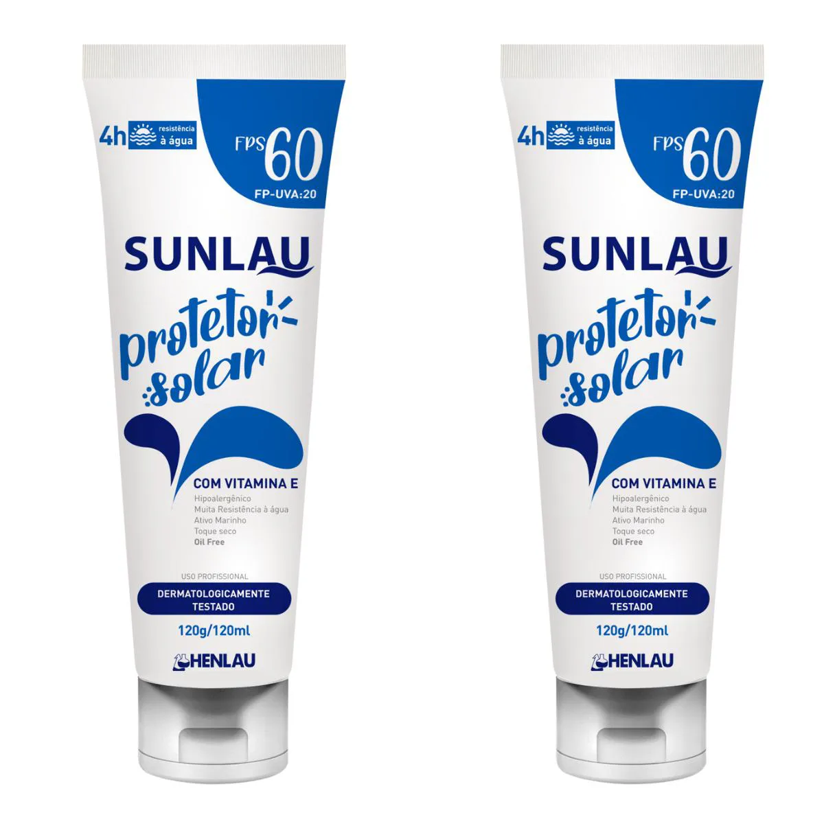 KIT 2 PROTETOR E BLOQUEADOR SOLAR SUNLAU 60 FPS UVA/UVB