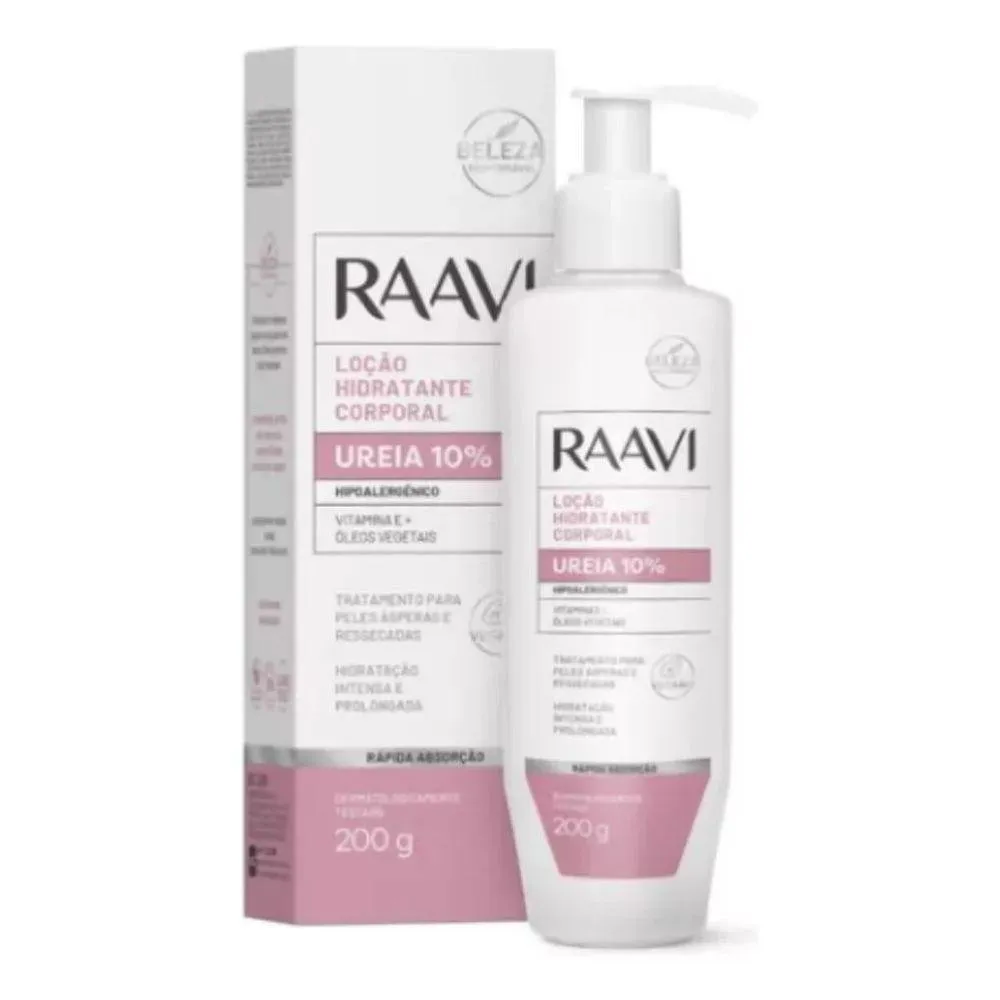 RAAVI LOçãO HIDRATANTE UREIA 10% HIPOALERGêNICO 200G