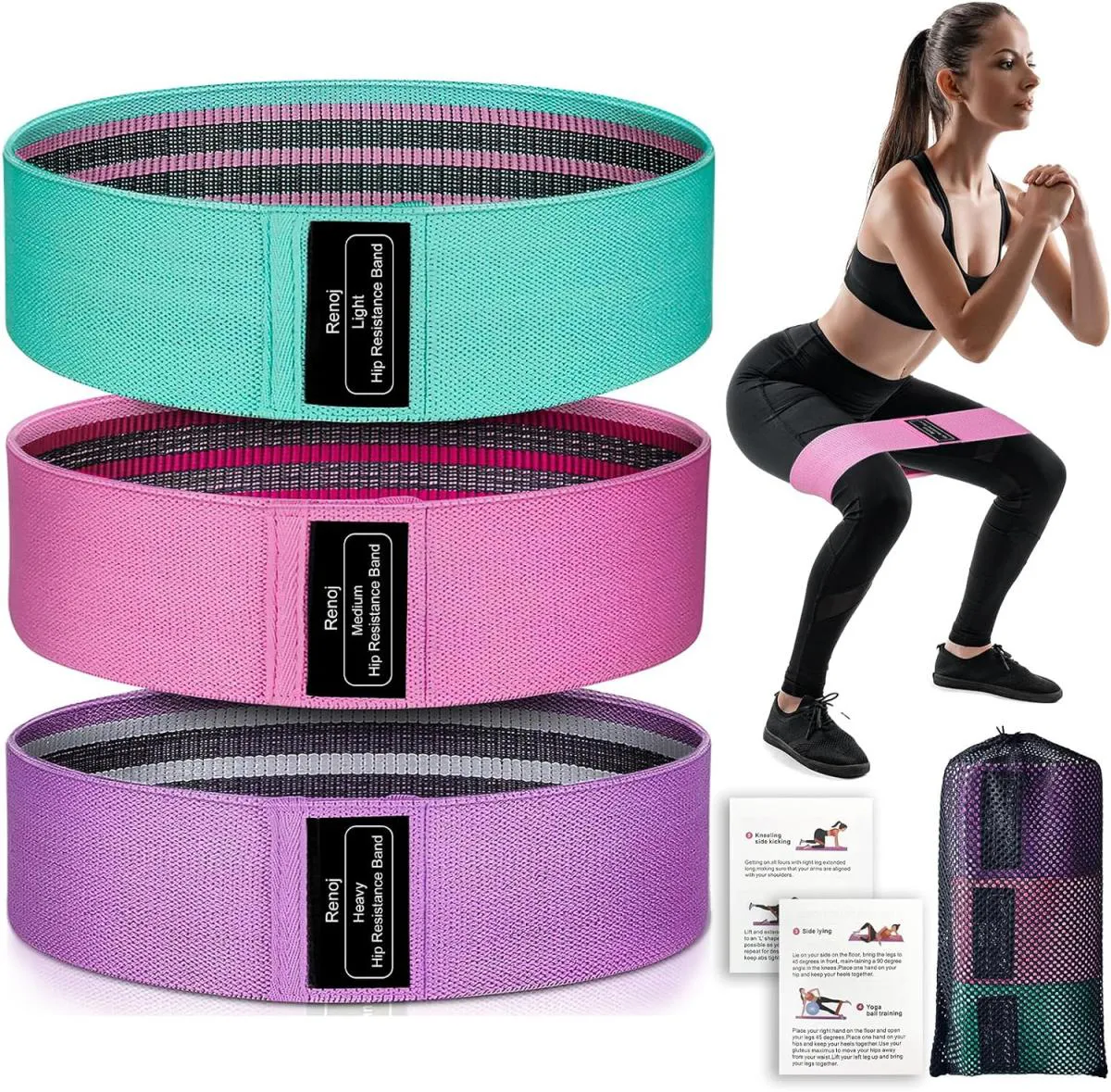 Bandas de Resistência, Faixas de Exercício Físico, Tiras de Ioga Para Mulheres e Homens Kit 3 Largos