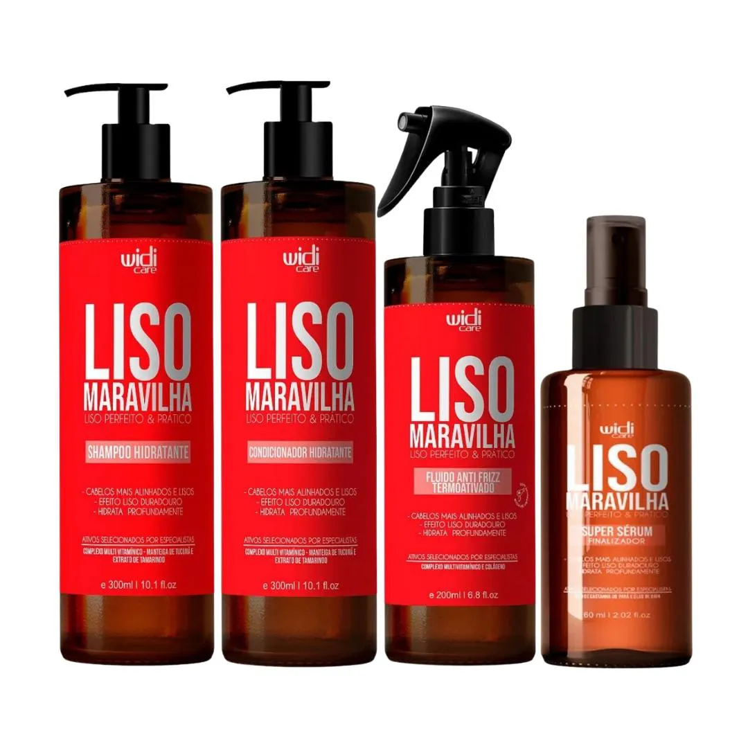 Kit Widi Care Liso Maravilha Shampoo Cond. Fluido Serum