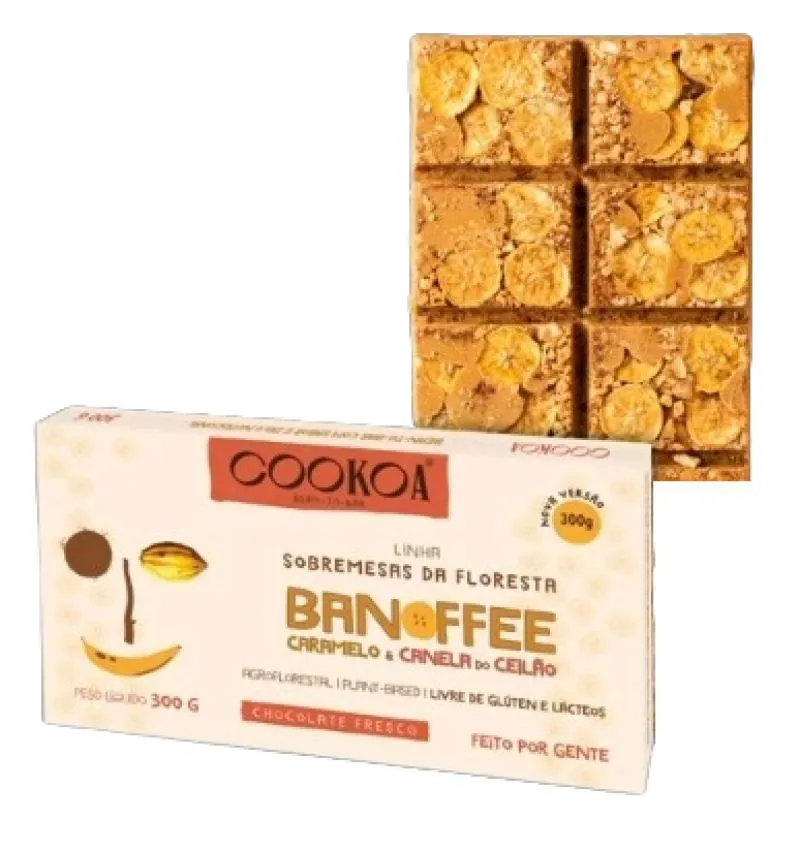 Chocolate Banoffee Caramelo e Canela Do Ceilão Vegano Cookoa 300G