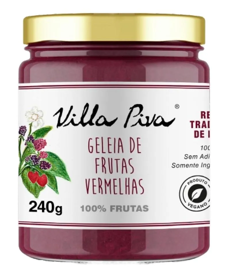 Geleia de Frutas Vermelhas 100% Frutas Sem Adição de Açúcar Villa Piva 240G