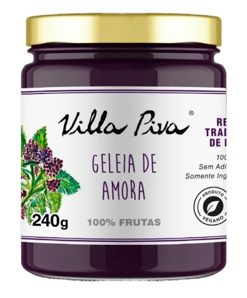 Geleia de Amora 100% Frutas Sem Adição de Açúcar Villa Piva 240G