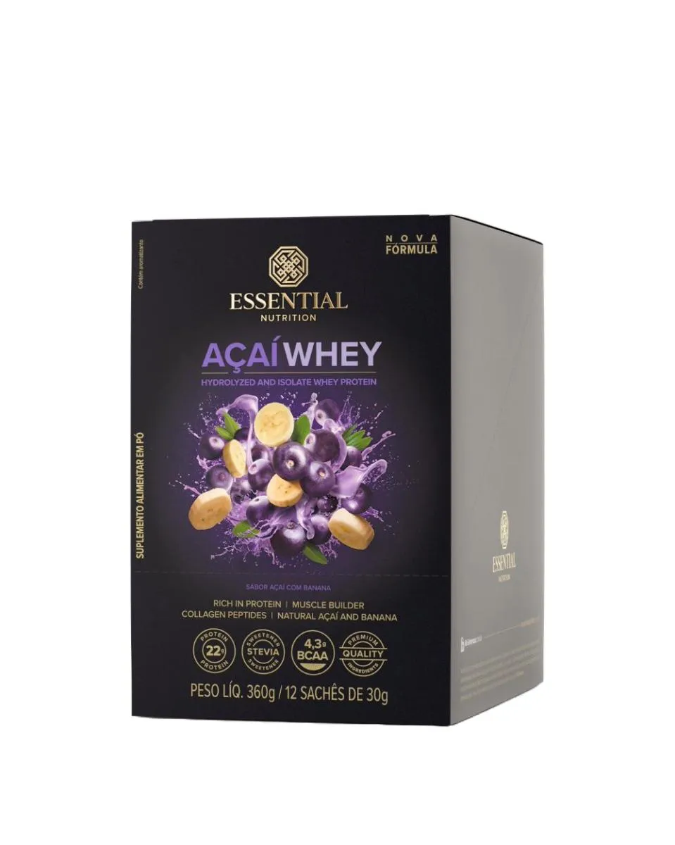 Açaí Whey 30G Essential Nutrition 12 Sachês