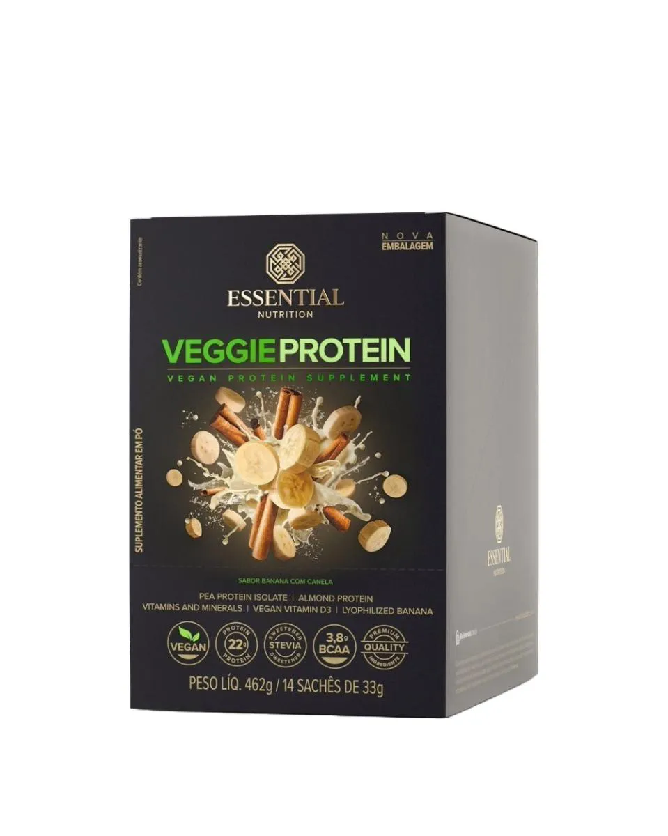 Veggie Protein Banana com Canela 33G Essential Nutrition 14 Sachês