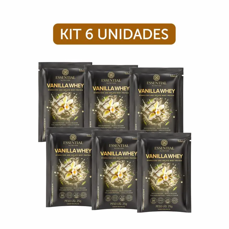 Kit 6X: Vanilla Whey Sachê Essential Nutrition 25G