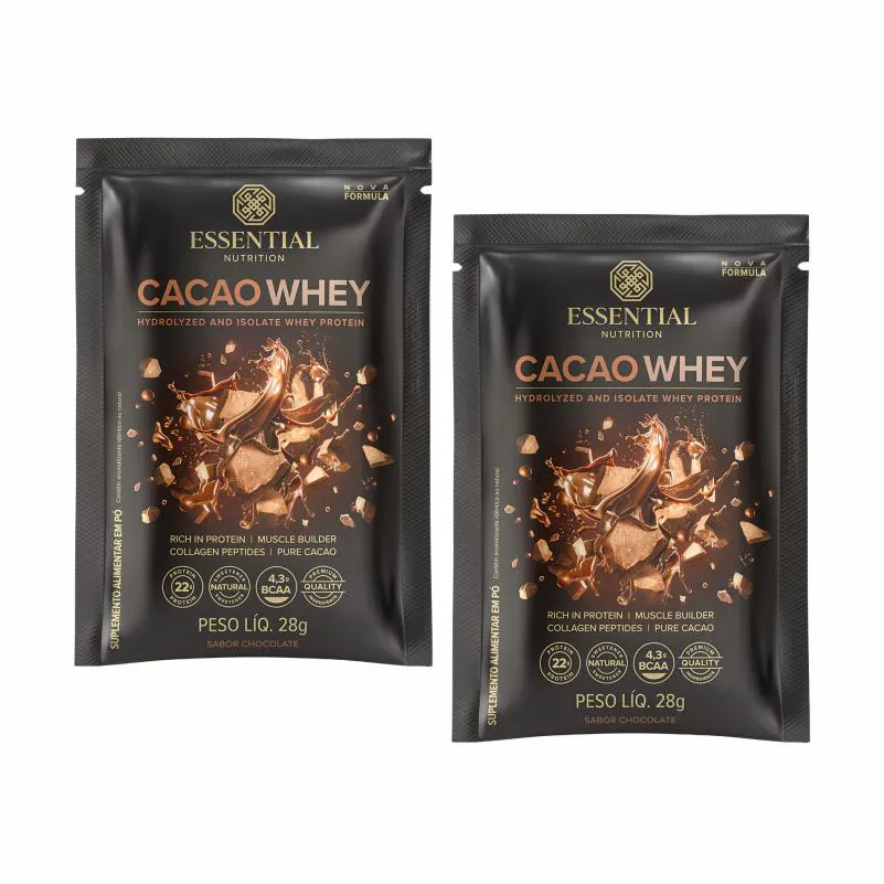 Kit 2X: Cacao Whey Sachê Essential Nutrition 28G