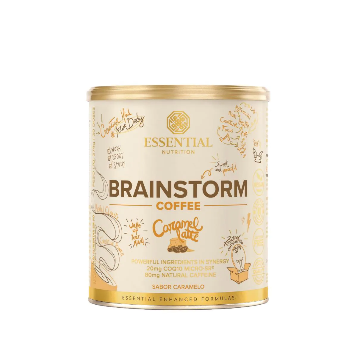 Brainstorm Coffee Caramel Latte Energético Essential Nutrition 274G