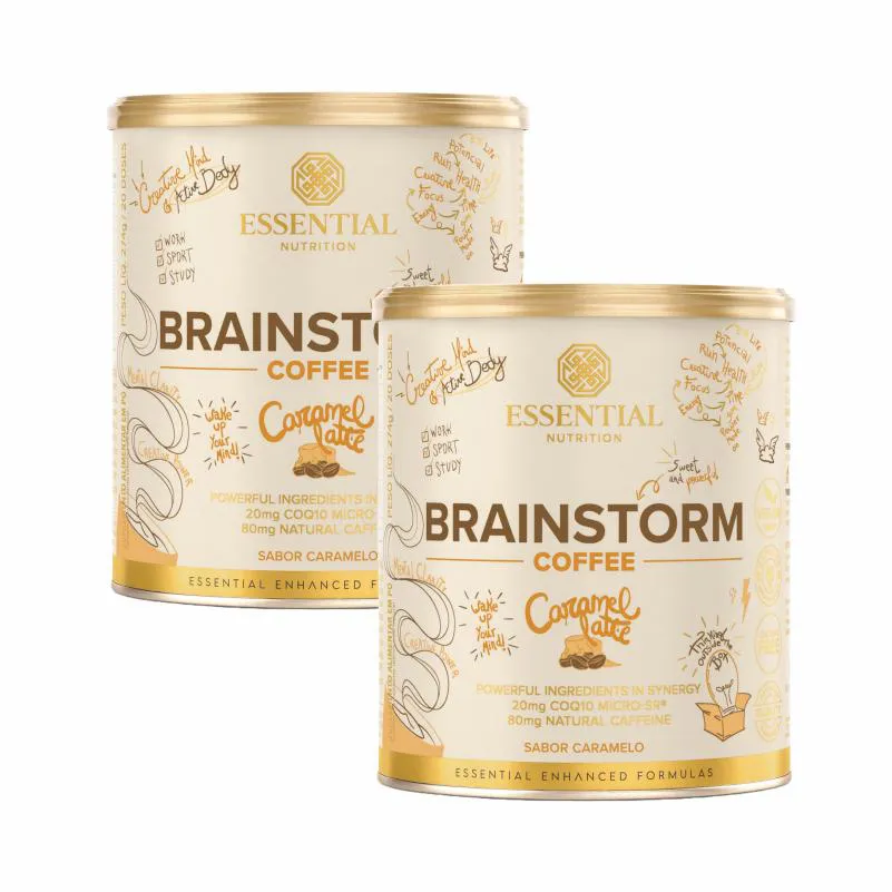 Kit 2X: Brainstorm Coffee Caramel Latte Energético Essential Nutrition 274G