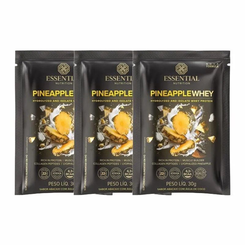 Kit 3X: Pineapple Whey Sachê Essential Nutrition 30G