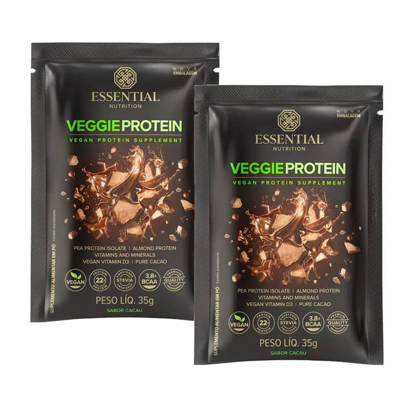 Kit 2X: Veggie Protein Cacao Sachê Essential Nutrition 35G