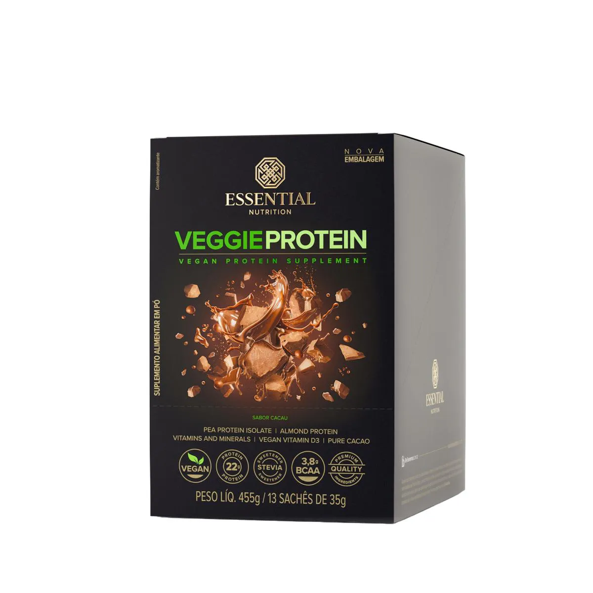 Veggie Protein Cacao 35G Essential Nutrition 13 Sachês