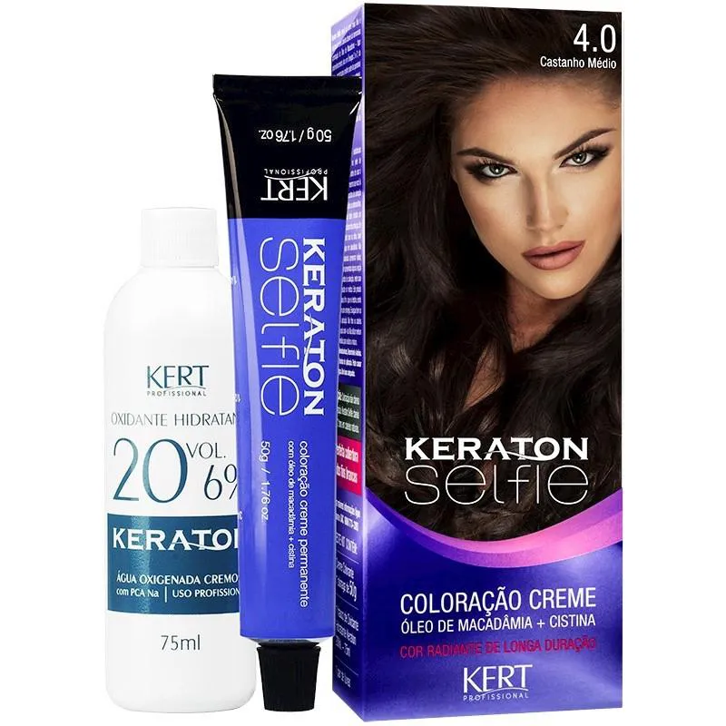 Kit 2 Keraton Selfie 4.0 - Castanho Médio 50G