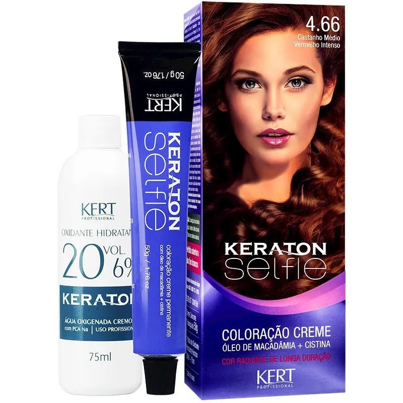 Kit 2 Keraton Selfie 4.66 Castanho Méd. Vermelho Intenso 50G