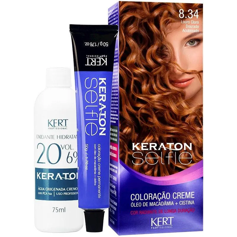 Kit 2 Keraton Selfie 8.34 Louro Claro Dourado Acobreado 50G