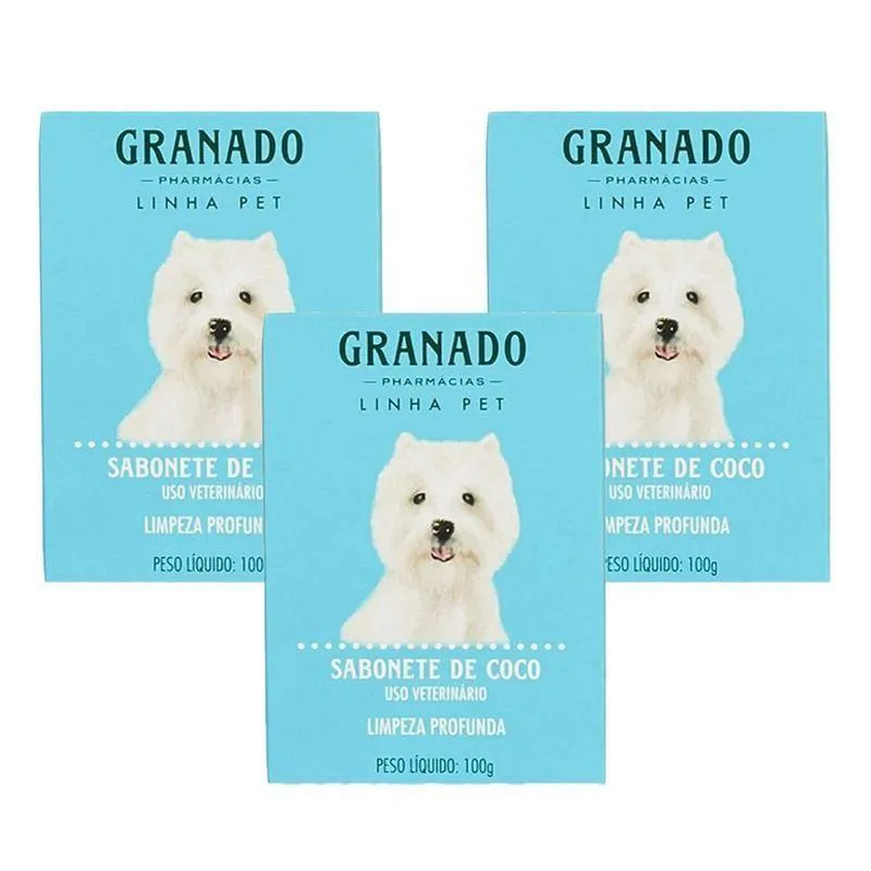 Kit 3 Sabonetes Em Barra Animal Granado Coco 100G