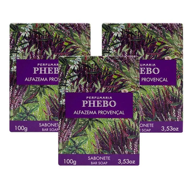 Kit 3 Sabonetes Em Barra Phebo Alfazema Provençal 100G