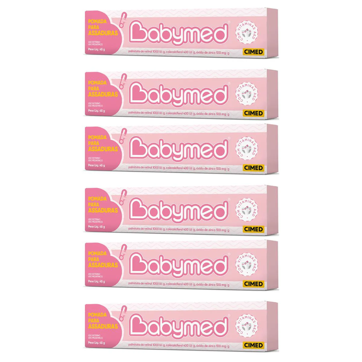 Kit Pomada para Assadura Babymed Rosa 6 Unidades de 45g