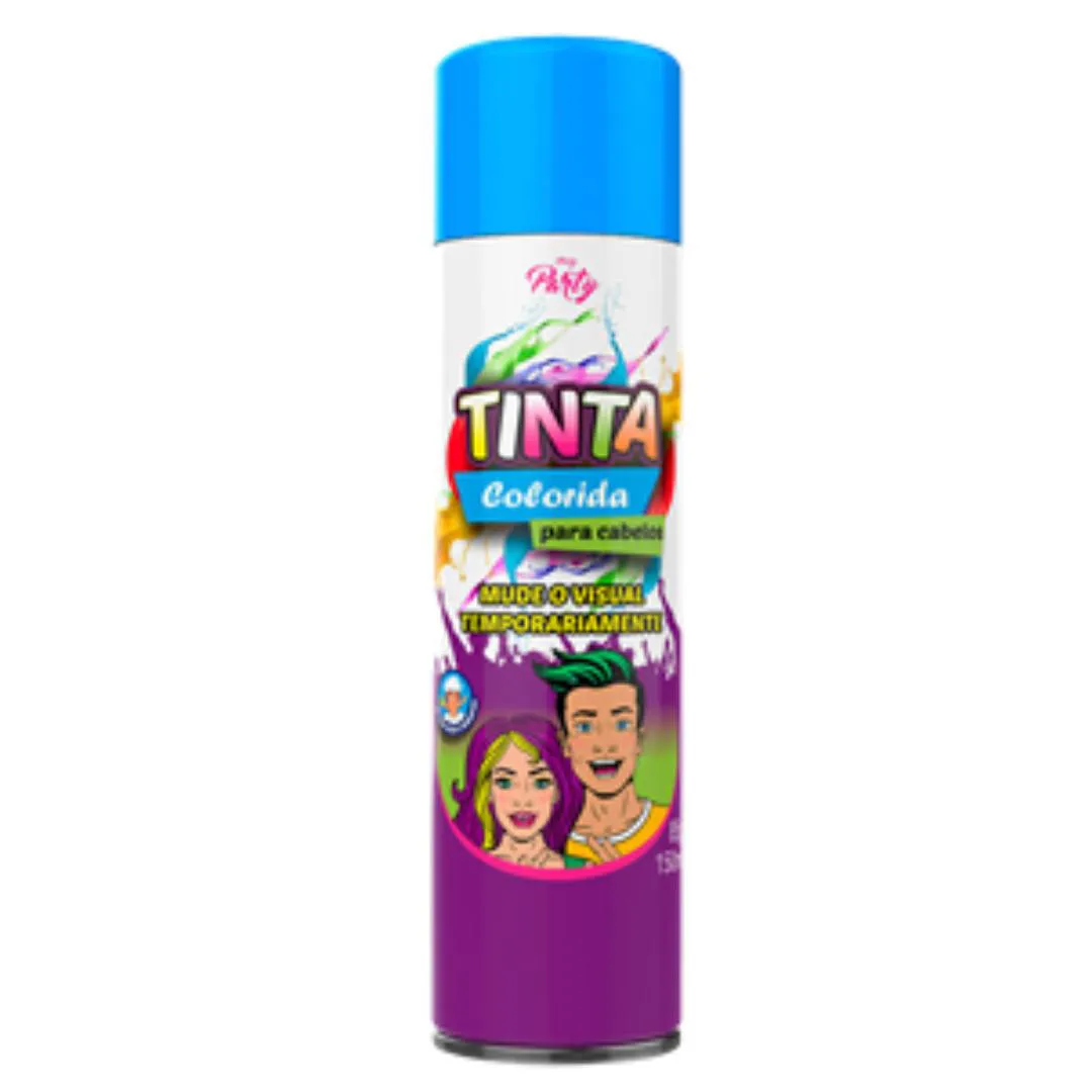 Tinta Capilar Spray Temporária Cor Azul 150Ml  My Party