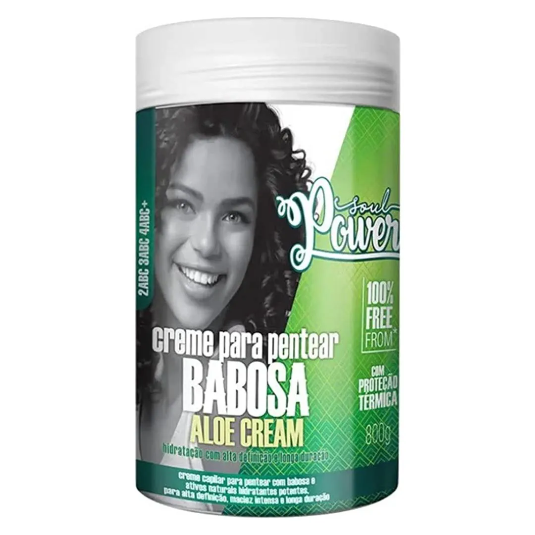 Creme Para Pentear Babosa e Aloe Cream 800G  Soul Power