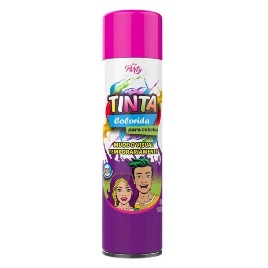 Tinta Em Spray Temporária Cor Pink 150Ml  My Party