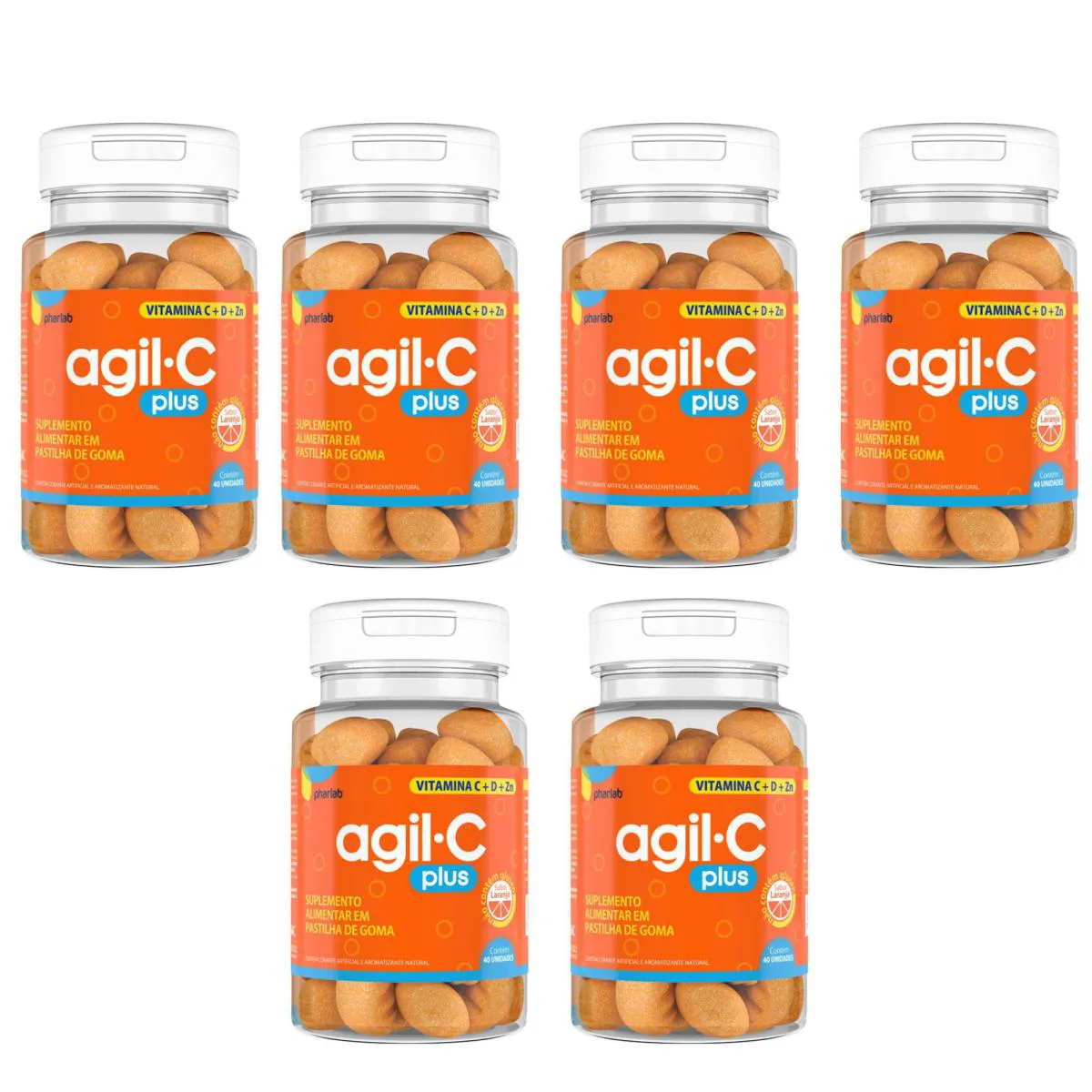 Kit C6 Agil C Plus Vitamina C Suplemento C40 - Pharlab