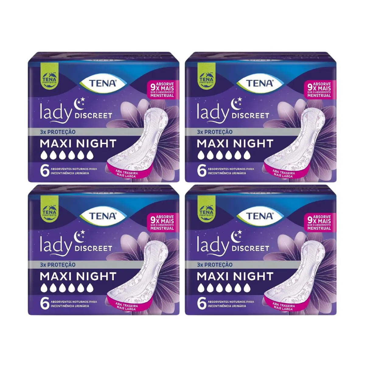 Kit C4 Absorvente Lady Discreet Maxi Night C6 Seco – Tena