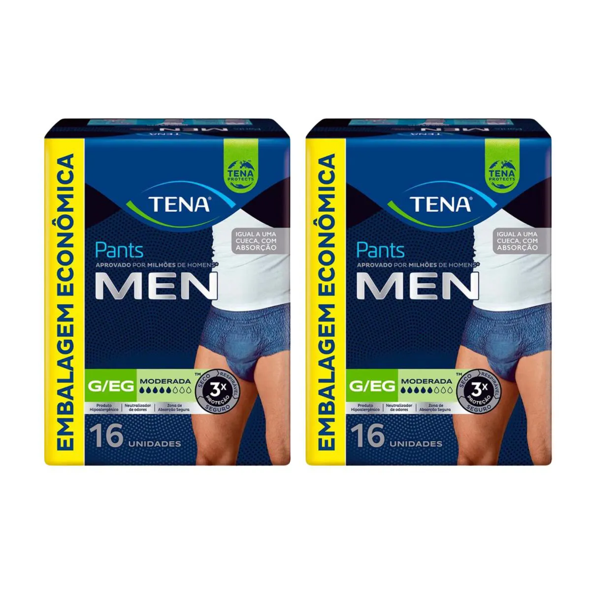 Kit Roupa Íntima Descartável Tena Pants Men Masculino G/EG  Absorção Moderada 16 unidades 2 pacotes