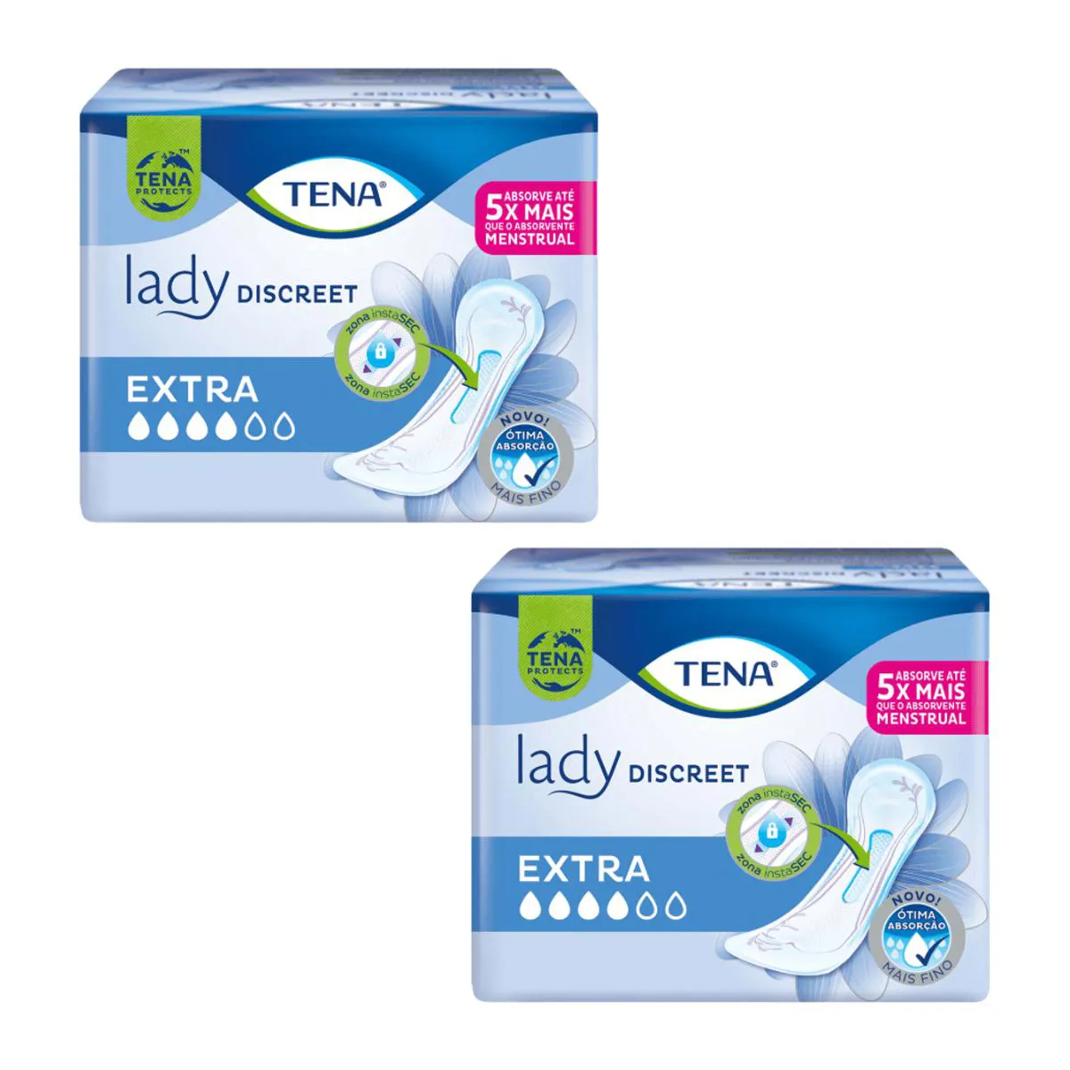 Kit Absorvente para Incontinência Urinária Tena Lady Discreet Extra Seco Absorção Intensa 8 unidades 2 Pacotes