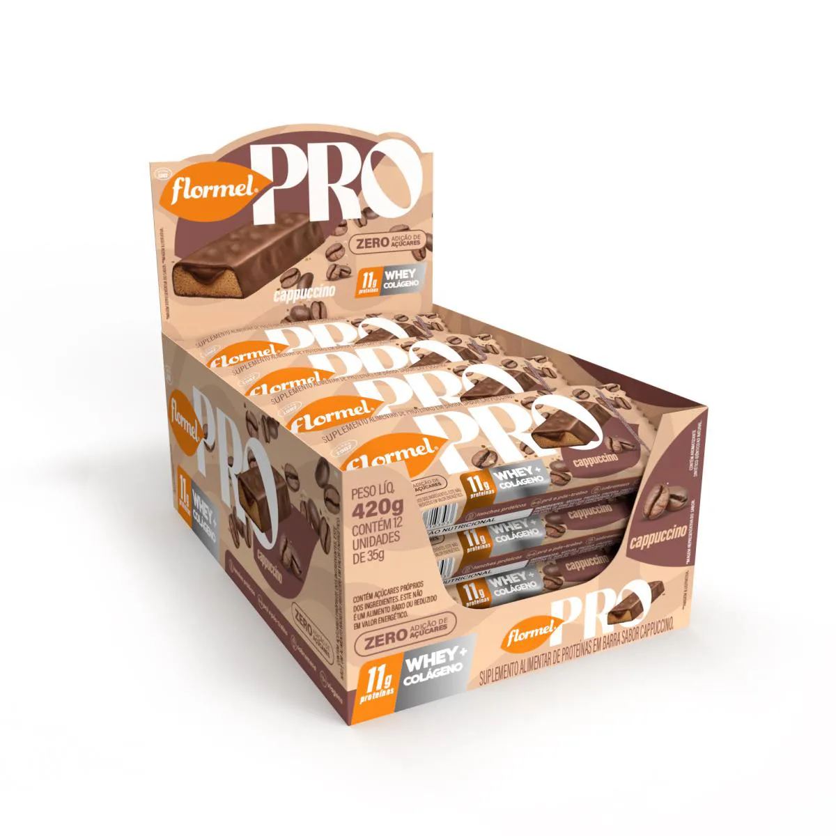 Barra de Proteína Cappuccino Zero Açúcar Flormel- 420G 