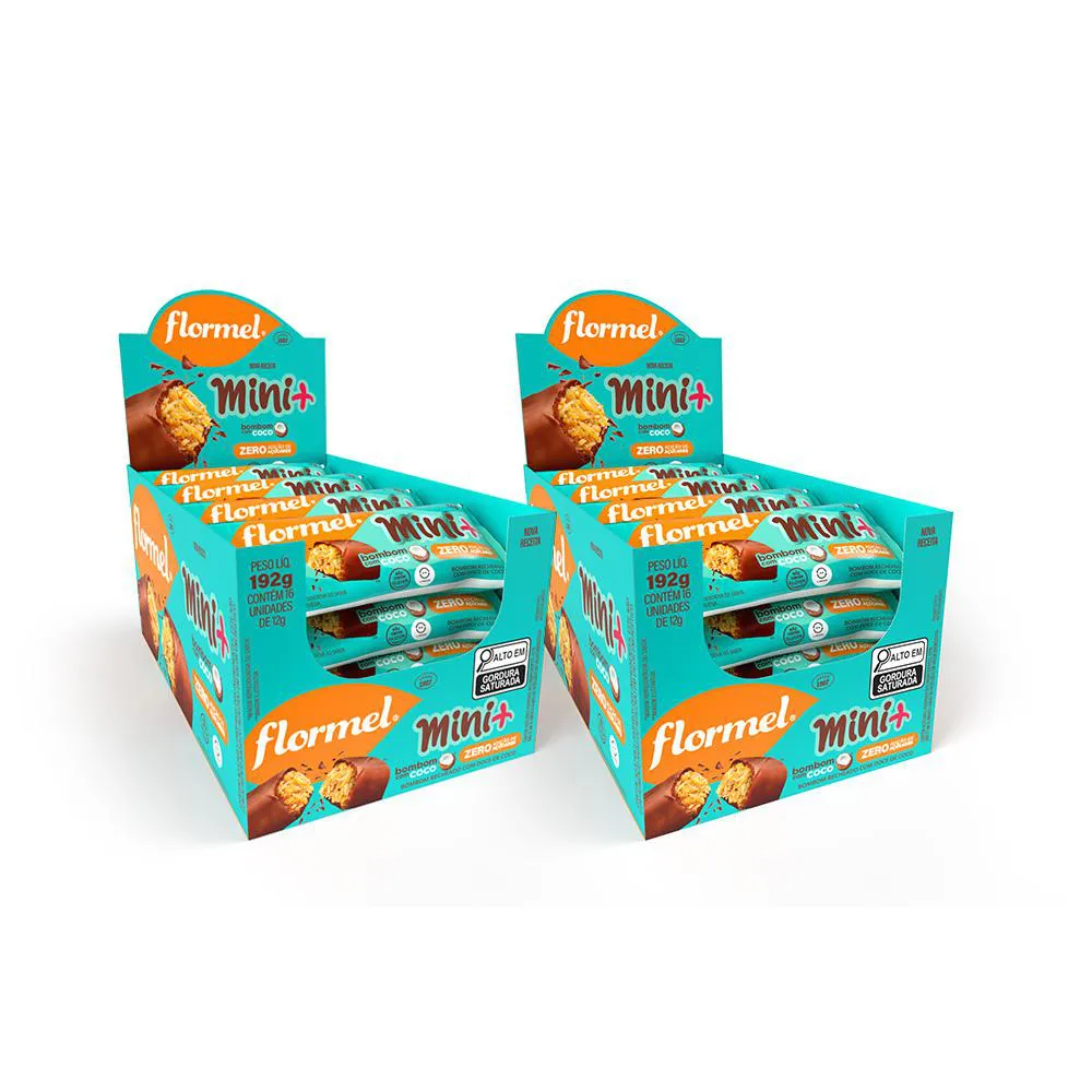 Kit Bombom de Chocolate Ao Leite Mini + Coco Flormel, Zero Açúcar com 2 Unidades 