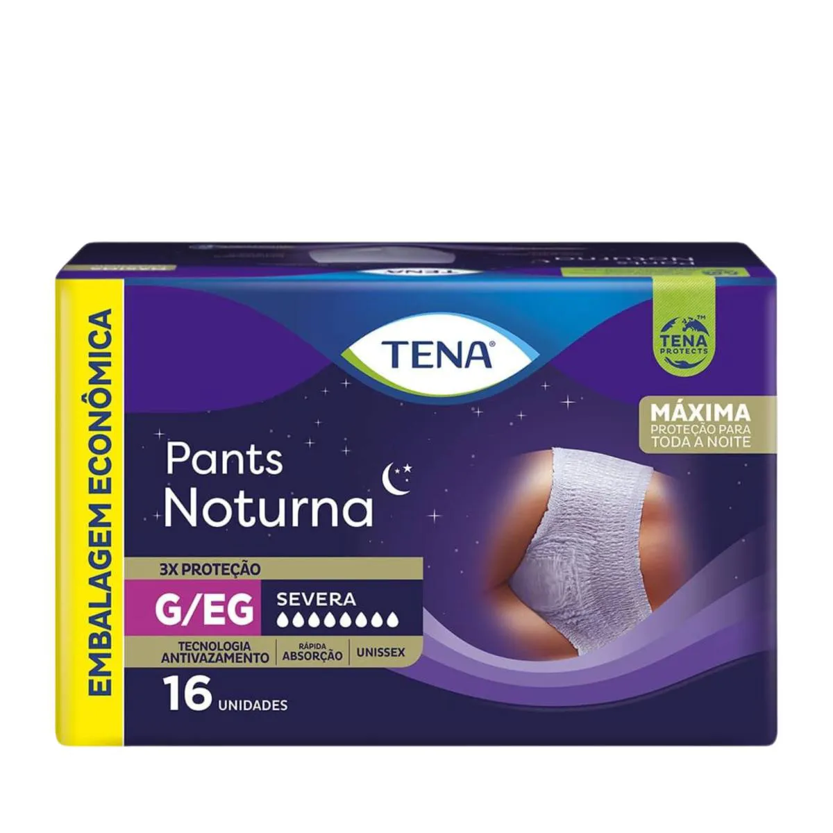 Roupa Íntima Descartável Tena Pants Noturna G/EG Absorção Intensa 16 unidades