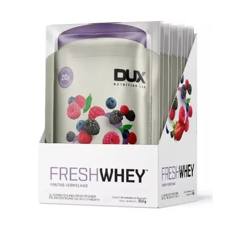 Fresh Whey Display 290G (10 Sachês de 29G) - Sabor: Frutas Vermelhas (310G).