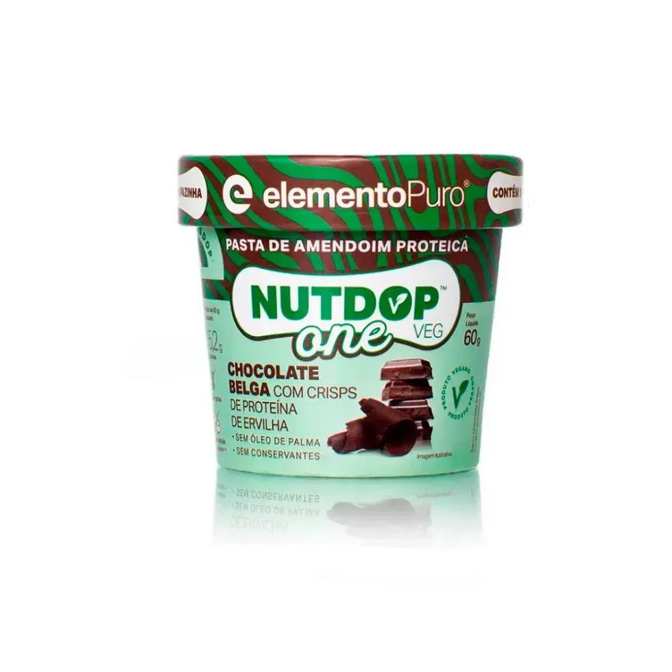 Nutdop One Pasta de Amendoim (60G) - Sabor: Chocolate Belga com Crisps de Proteína de Ervilha