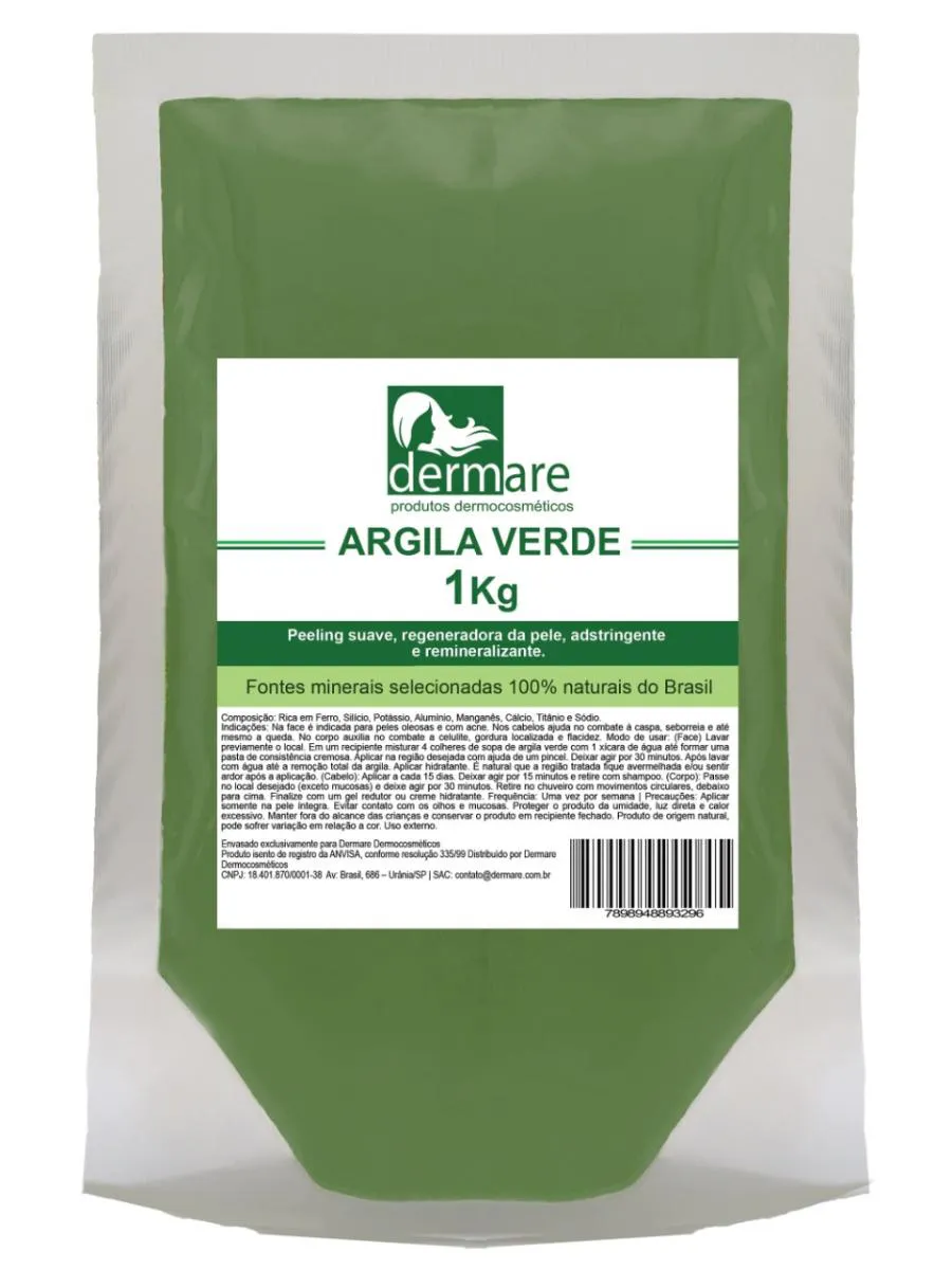 Máscara Facial Dermare Argila Verde 1Kg