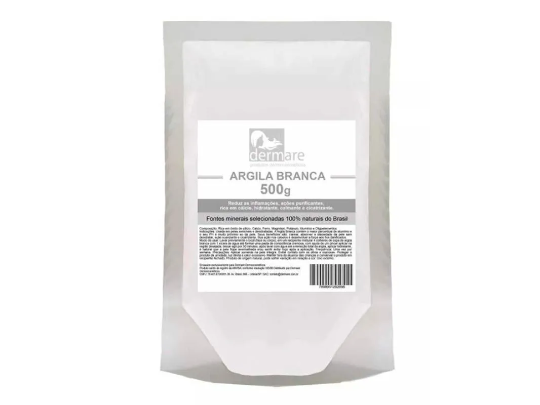 Máscara Facial Dermare Argila Branco 500G