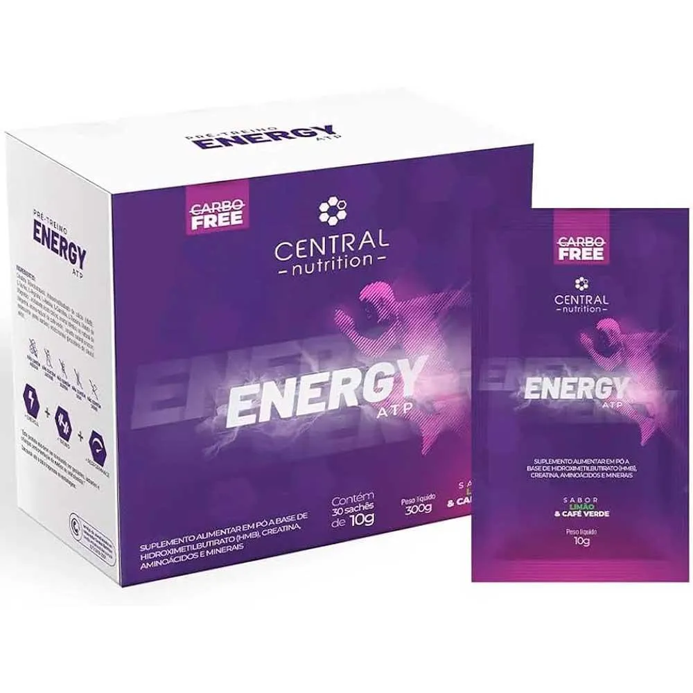 ENERGY ATP - HMB + CREATINA + AMINOáCIDOS - LIMãO - 30 SACHES - CENTRAL NUTRITION