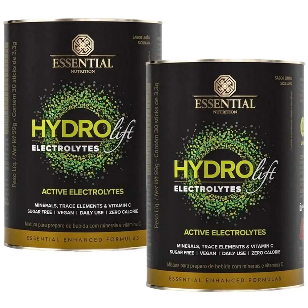 KIT 2X HYDROLIFT ELETRóLITOS + VIT C -  LIMAO - 30 SACHES CADA - ESSENTIAL NUTRITION