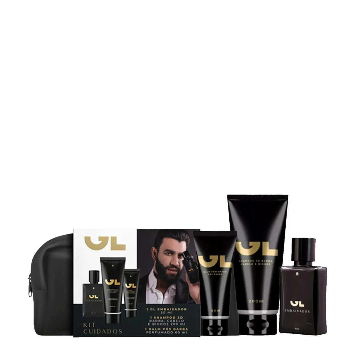 Kit Embaixador GL Gusttavo Lima Masculino Deo Colônia 50ml + Shampoo 3 em 1 200ml + Balm Pós Barba 60ml